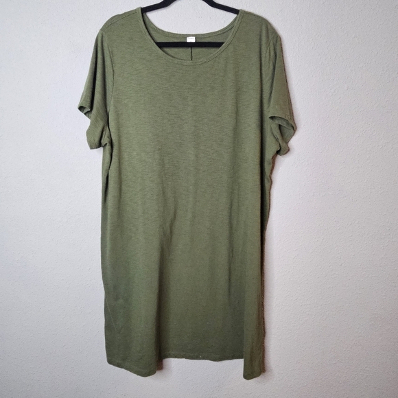 Old Navy Tee Shirt Dress Plus Size‎ XXL  Green Solid Casual Shift Loungewear - Picture 1 of 7